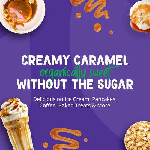 Vista 5 de Pyure - Jarabe orgánico de caramelo para postres Aderezo de caramelo sin azúcar para helado keto, panqueques, dulces bajos en carbohidratos 1 g
