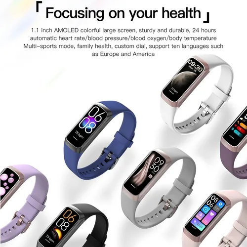 Vista 7 de Keep Health Fitness Trackers para mujeres y hombres Amoled Step Counter Slim Thin 25 modos deportivos con monitor de presión arterial de frecuencia