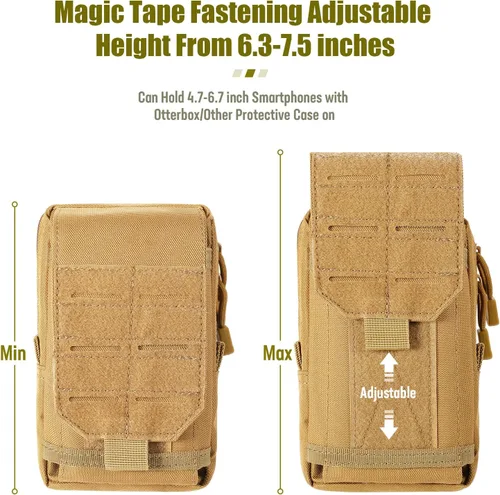 Vista 6 de SOWHUP Bolsa Táctica Molle Pequeña con Funda para Celular, Organizador de Gadgets EDC para Cintura