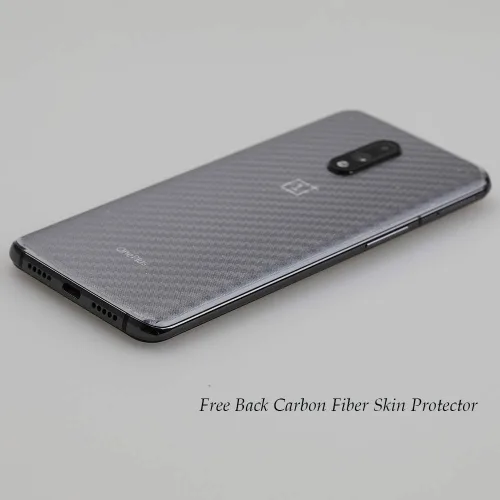 Vista 5 de Ibywind Protector de pantalla para OnePlus 7, 2 unidades, con protector de lente de cámara, protector de piel de fibra de carbono trasero, incluye