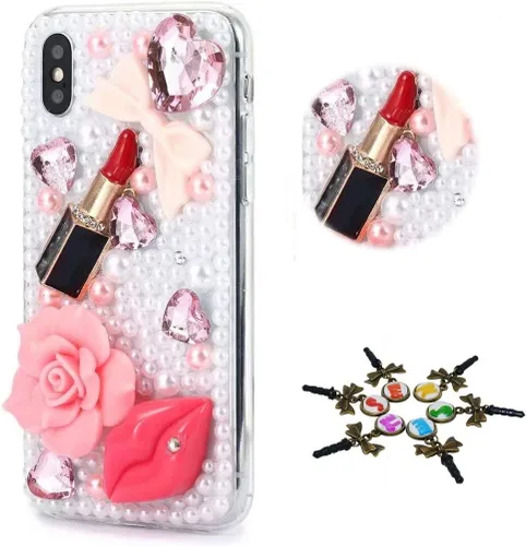 Vista 5 de Bling Funda compatible con iPhone 11, elegante, diseño de cristal con lazo hecho a mano en 3D, funda protectora compatible con iPhone 11 de 6.1