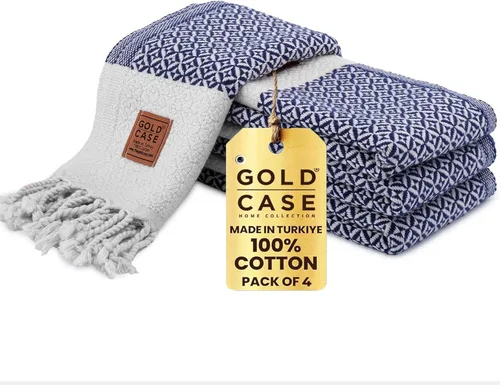 Vista 28 de Gold CASE - Juego de 4 Toallas de Mano Turcas para Baño, 20 x 40 pulgadas, Toallas de Baño 100% Algodón, Toalla Pequeña de Cocina Aphrodite