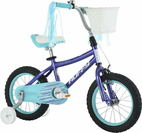 Vista 8 de Huffy Zazzle - Bicicleta para niña con ruedas de entrenamiento, serpentinas y cesta Azul claro
