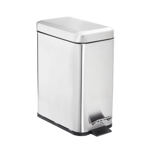 Vista 9 de SIMPLEMADE Cubo de basura redondo con pedal, acero inoxidable con tapa, pequeño cesto de metal/cubo de basura para baño, oficina, negro, 5 litros