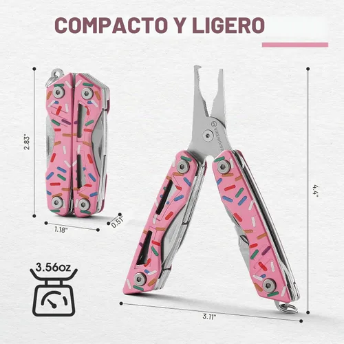 Vista 7 de VIRENKNIFE - Alicates multiherramienta 13 en 1, de acero inoxidable, multiherramienta EDC con cuchillo de bolsillo, destornillador, abrebotellas