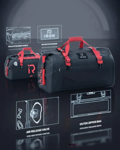 Vista 3 de BORLENI Bolsa de lona impermeable para motocicleta, bolsa trasera de equipaje con gran espacio de almacenamiento, cierre superior enrollable