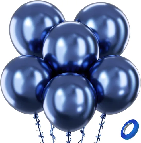 Vista 208 de Bezente - Globos redondos de látex cromado metálico plateado para helio, paquete de 100 unidades de 12 pulgadas Globos plateados para decoraciones