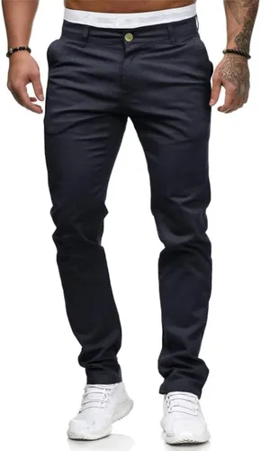 Vista 4 de Hungson - Pantalones de mezclilla para hombres, ajustados, elásticos, de ajuste delgado, casuales, con teñido, pantalones de mezclilla de moda rectos