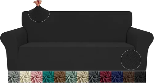 Vista 23 de JIVINE - Funda para sofá biplaza, 1 pieza elástica para sofá de 2 cojines, protector de muebles con parte inferior elástica para niños y mascotas