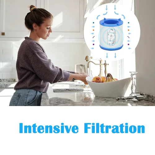 Vista 4 de Paquete de 10 cartuchos de repuesto para grifo de agua para fregadero, filtro de agua para fregadero, elimina metales pesados de fluoruro de cloro