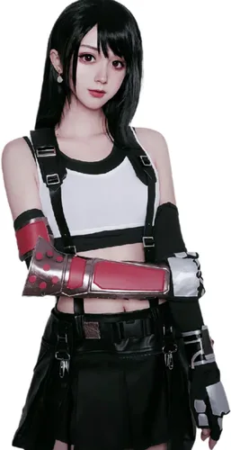 Vista 2 de LTAKK Tifa Lockhart - Disfraz de cosplay FF7 Remake, conjunto completo para Halloween