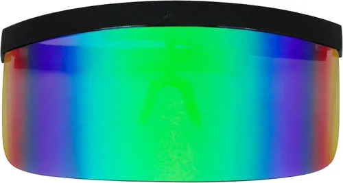 Vista 2 de Futuristic - Gafas de sol de gran tamaño con visera plana y espejo mono de 6772in espejo verde