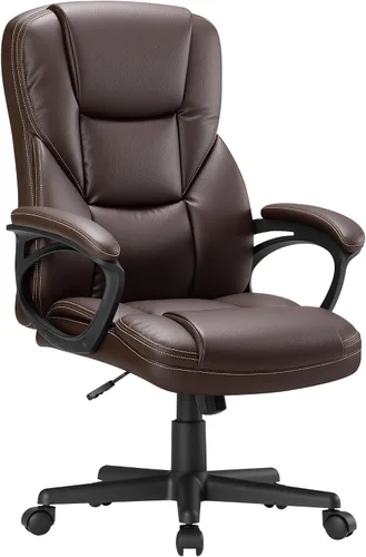 Vista 10 de Shahoo Silla de oficina ergonómica ajustable ejecutiva con reposabrazos abatibles, silla giratoria de piel sintética para computadora en casa Negro