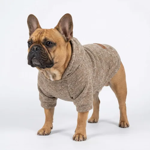 Vista 4 de Fitwarm Suéter de punto con capucha para perro, ropa de invierno para perros pequeños niño niña, suéter con capucha para mascotas ligero, caqui