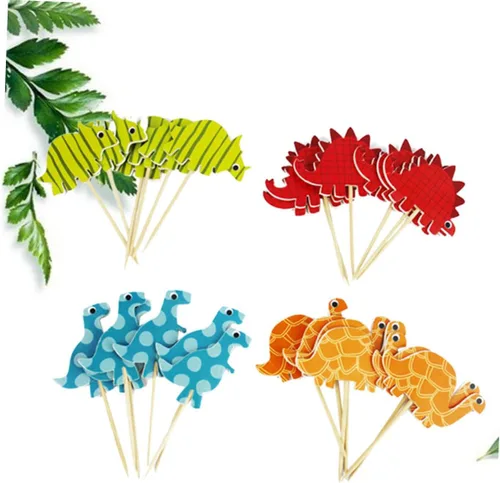Vista 7 de 96pcs Dinosaur Cake Topper Paper Cartoon Decoration