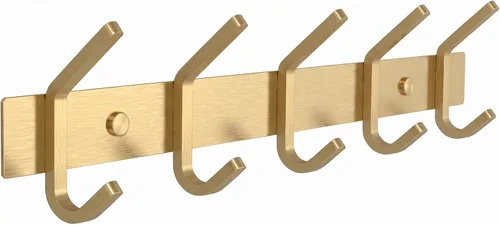 Vista 33 de Perchero de Abrigos Pequeño Negro Mate para Pared – Riel de Ganchos de Acero Inoxidable de 6 Pulgadas con 2 Ganchos Dobles para Abrigos