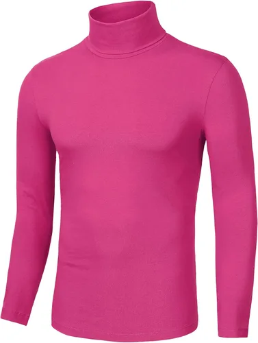 Vista 2 de uxcell Camiseta de cuello alto para hombre, ajuste entallado, manga larga, cuello de tortuga