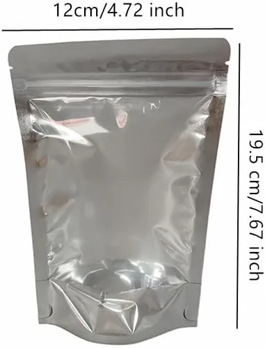 Vista 2 de Bolsas resellables de Mylar para almacenamiento de alimentos con parte delantera transparente, bolsas gruesas reutilizables con cierre