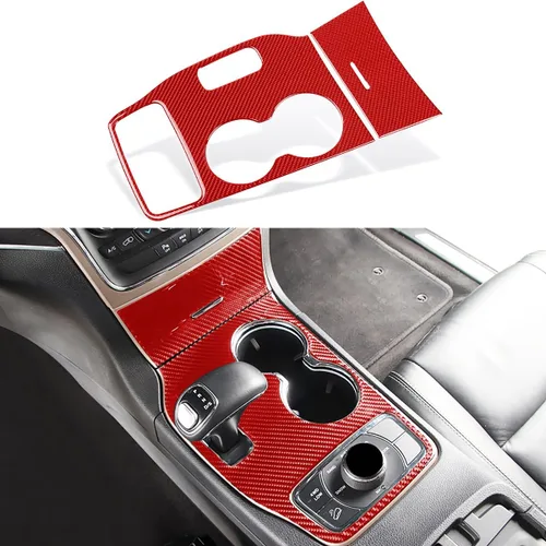 Vista 13 de YOCTM Compatible con Jeep Grand Cherokee 2011 2012 2013 Cubierta de palanca de cambios Accesorios interiores de fibra de carbono real consola