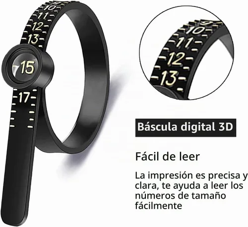 Vista 5 de Herramienta de medición de tamaño de anillo JRONGHE Cinta métrica reutilizable de tamaño de dedo con vidrio ampliado, herramienta