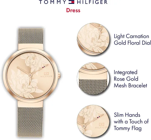 Vista 4 de Tommy Hilfiger Reloj de cuarzo para mujer con correa de acero dorado clavel 15 Modelo 1782471 Carnation Reloj de cuarzo