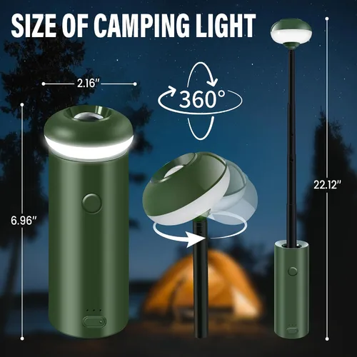 Vista 5 de Luces telescópicas para acampar, linterna magnética plegable, luz de campamento portátil regulable alimentada por USB, 2 modos de iluminación