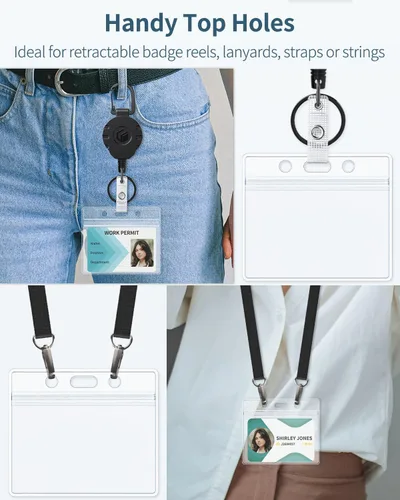 Vista 5 de Pawfly Paquete de 6 portatarjetas de identificación, estuche horizontal de plástico transparente con cremallera resellable, suave e impermeable