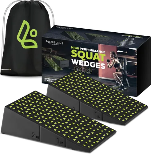 Vista 12 de Par de Bloques en Cuña para Sentadillas Flexelent - Bloque en Cuña para Sentadillas con Talón Elevado para Sentadillas Más Profundas, Levantamiento