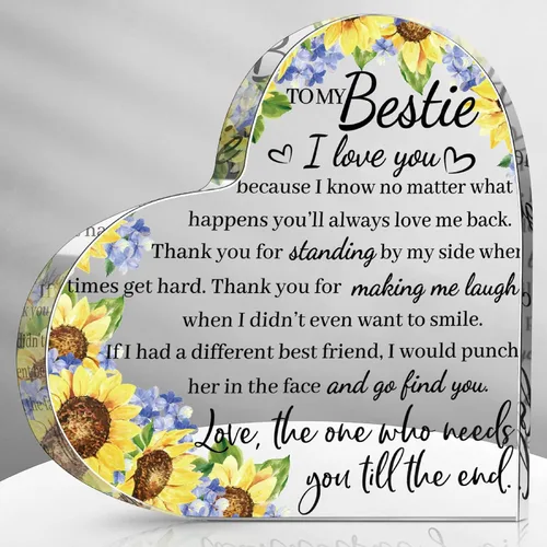 Vista 9 de Spiareal Regalo para Amiga Amistad Mujeres Amiga Amistad Cumpleaños Regalo de Ánimo Corazón de Acrílico Mariposa Recuerdo Pisapapeles para Casa