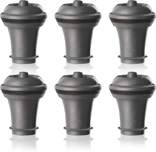 Vista 8 de Vacu Vin Juego de 2 tapones de vacío para guardar vino, color gris, sellado hermético para botellas abiertas para preservar la frescura hasta 10