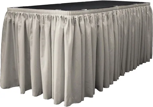 Vista 6 de LA Linen Falda de mesa de popelina de poliéster para mesas rectangulares, tela plisada para banquetes de boda, 14 pies por 29 pulgadas de largo