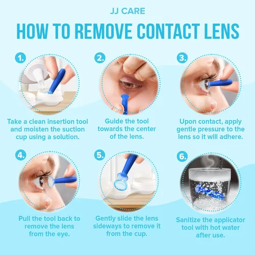 Vista 7 de JJ CARE Aplicador de lentes de contacto – Paquete de 4 herramientas de succión para lentes de contacto duras, émbolo de contacto ocular de goma