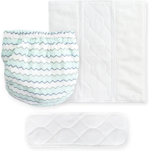 Vista 9 de SmartNappy - Muselina de algodón de Amazing Baby, funda híbrida para pañales de tela NextGen + 1 inserto reutilizable bi-fold + 1 refuerzo Mini