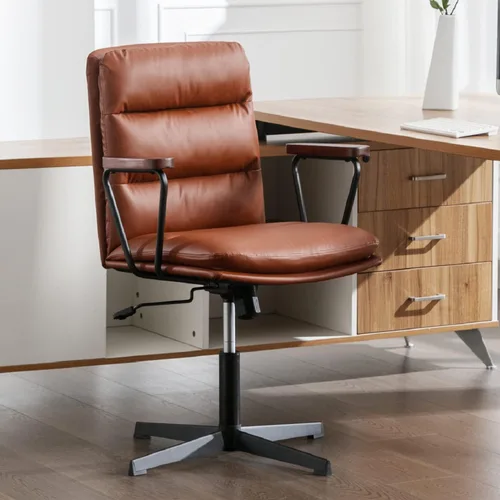 Vista 7 de Okeysen Silla de escritorio de oficina sin ruedas, silla ergonómica con Negro