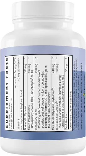 Vista 2 de Natural Wellness Apoyo clínico hepático – Mezcla de cardo mariano y curcumina formulada por médicos para desintoxicación, reparación y función