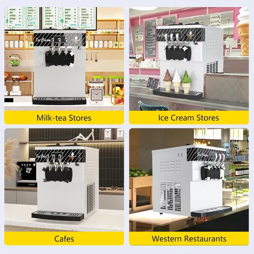 Vista 8 de Commercial 2450W Ice Cream Machine, 22-30 QT/H Yield, 3 Flavors Soft Serve Ice Cream Maker with 2×7L Hoppers, Soft Ice Cream Machine with LED Panel
