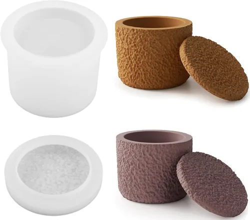 Vista 13 de Juego de Moldes para Botellas de Vela con Tapas, Moldes de Vaso de Vela Creativos de Silicona, Moldes de Botella de Hormigón con Rayas Redondas