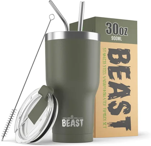 Vista 64 de Beast Vaso de 10 oz de Acero Inoxidable con Aislamiento al Vacío para Café y Hielo de Doble Pared Termo de Viaje (Blanco Ártico)