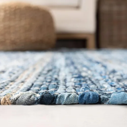 Vista 4 de SAFAVIEH Colección Montauk - Alfombra decorativa, 3 x 5 pies, azul, hecha a mano, ideal para zonas de alto tráfico en entrada, sala de estar