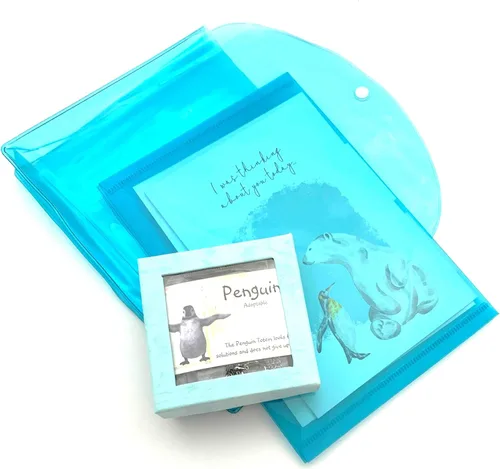 Vista 7 de Smiling Wisdom - Ojo de gato de cuarzo pingüino - Tarjeta de felicitación de amistad con pensamientos en ti - Juego de regalo de collar y aretes