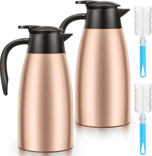 Vista 10 de 1 unidad de Jarra de café térmica de 68 OZ, Jarra de café aislada de acero inoxidable de doble pared con vacío térmico y cepillos, Termo
