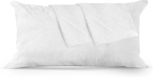 Vista 8 de Continental Bedding Protectores de almohada de viscosa de bambú con cremallera, a prueba de plumas, impermeables y a prueba de plumas: comodidad