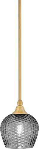 Vista 24 de Toltec Lighting Tallo Colgado Mini colgante, acabado de cobre negro, 3.5" cuadrado humo burbuja vidrio