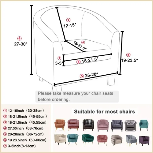 Vista 5 de Lellen Funda para silla de club con funda de cojín de asiento, fundas de sofá, fundas redondas para silla de bañera, funda protectora de sillón