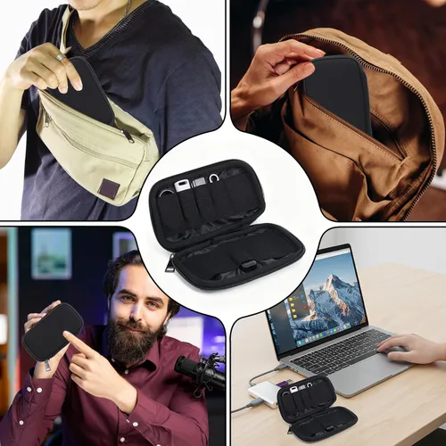 Vista 5 de Ouligay Estuche organizador para unidad flash USB, 10 ranuras, soporte USB, bolsa de almacenamiento portátil para pulgar, caja negra