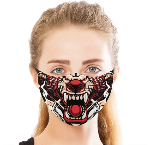 Vista 3 de 6 máscaras de moda lavables con aretes ajustables, bandana reutilizable, pasamontañas, universal para hombres y mujeres