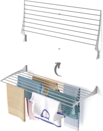 Vista 36 de foxydry Rejilla de secado plegable para montar en la pared, plegable que ahorra espacio, 24 pulgadas Negro - Cerrando