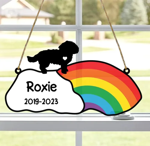 Vista 9 de LOVELYPOD Rainbow Bridge - Regalos conmemorativos para mascotas, regalos conmemorativos para perros afganos por pérdida de sabueso afgano, regalo