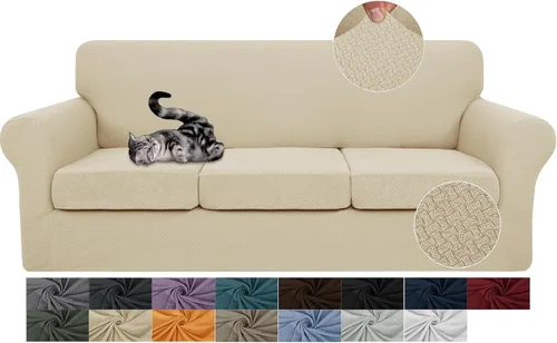 Vista 39 de JIVINER Fundas de sofá de 3 piezas para sofá de 2 cojines, funda elástica para sofá con 2 fundas de cojín de asiento extra grandes, fundas de sofá