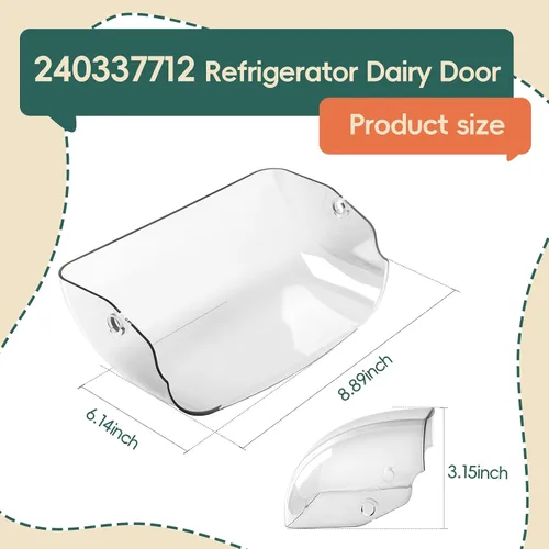 Vista 2 de 8.8 Pulgadas 240337712 Puerta de Refrigerador para Productos Lácteos Compatible con Frigidaire Crosley Kenmore, Reemplazo Exacto 240337703 240337704